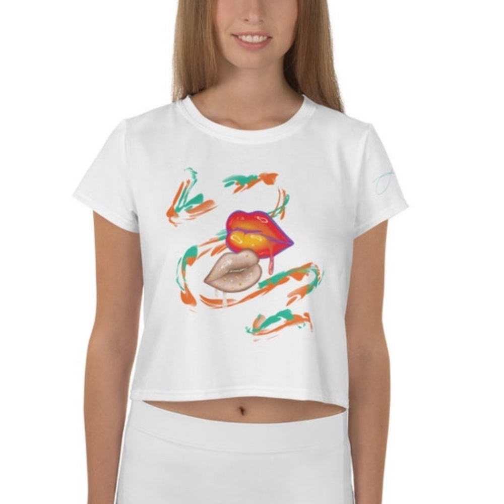 Illustrated Artwork ‘Melted’ on Cropped T-Shirt